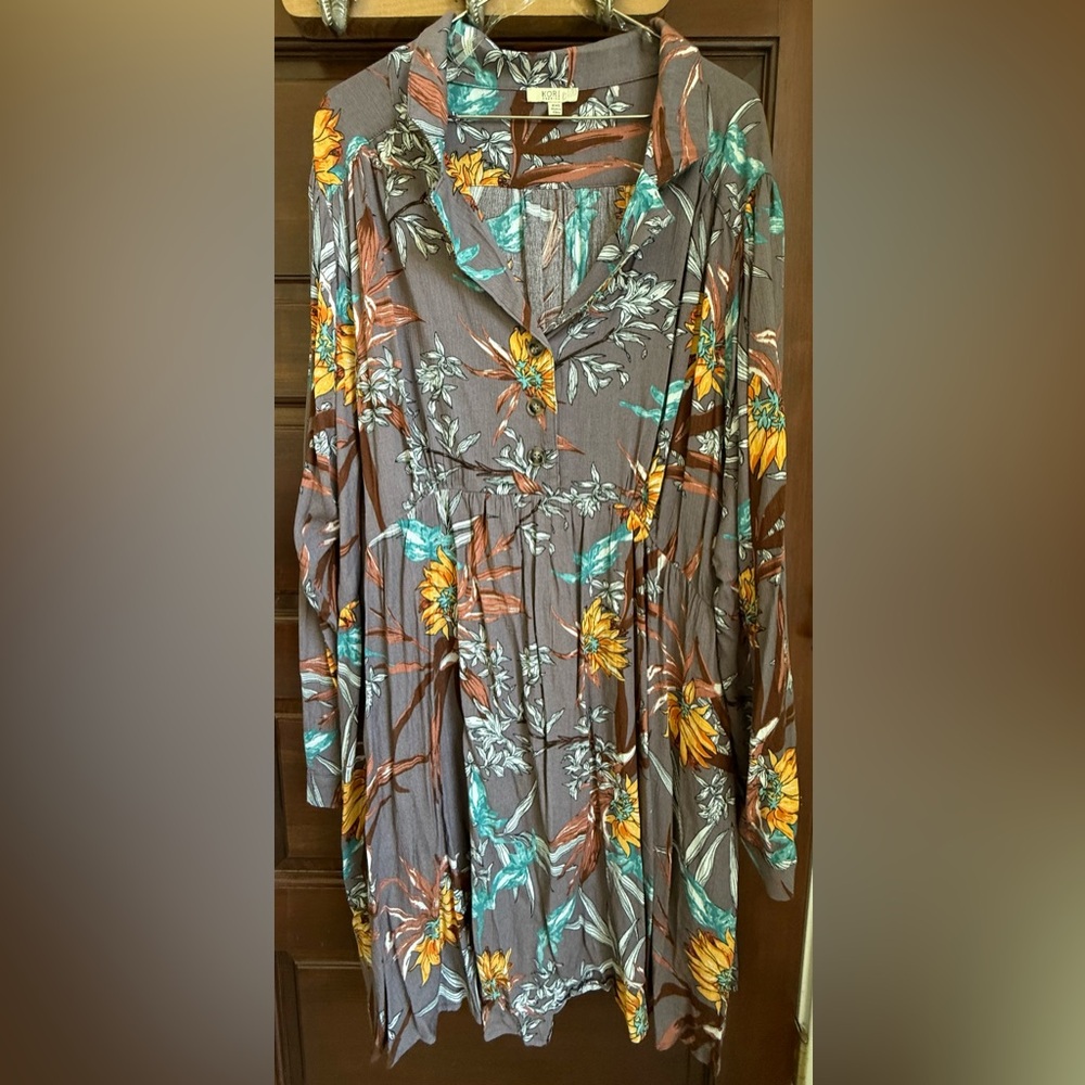 NWOT Kori Women’s Plus Size Floral Button-Up Dress